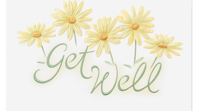 Get well card with yellow flowers for employees and clients.